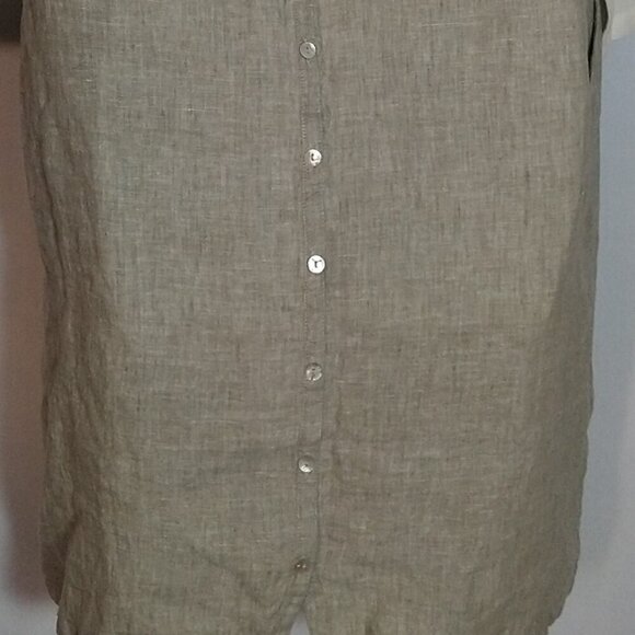 Tahari Tunic Linen Dress Size Large Grey White - Picture 3 of 4